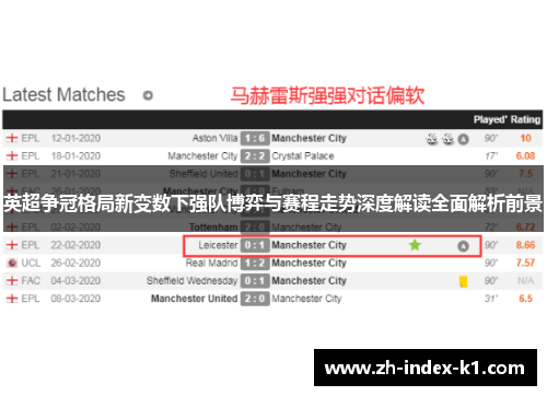 英超争冠格局新变数下强队博弈与赛程走势深度解读全面解析前景